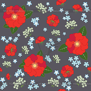 Red roses and forget-me - vector image