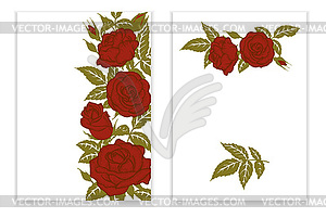 Red roses, invitation template - vector image