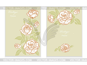 Vintage roses, invitation template - vector clip art