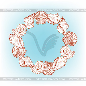 Sea shells frame - vector clipart