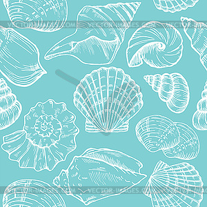 Sea shells seamless - vector clipart