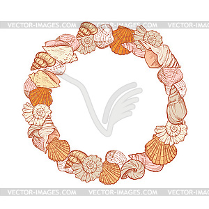 Sea shells frame - vector clip art