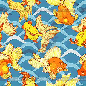 Goldfish, seamless pattern - vector clipart