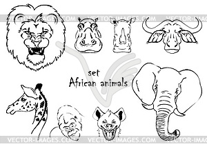 African animals set - vector image