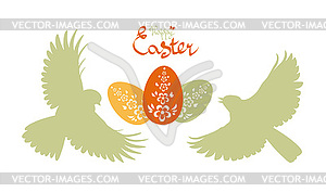 Easter background with birds - vector image