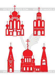 Orthodox churches icon set - color vector clipart