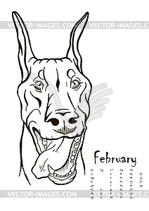 Calendar with portraits of dogs - vector image