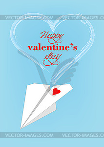 Greeting card for valentine day heart and paper - royalty-free vector clipart
