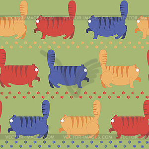 Seamless pattern with thick cats - stock vector clipart