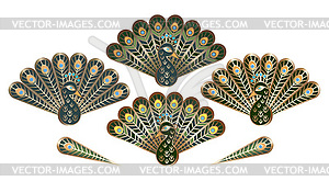 Stylized peacocks with luxurious tails - vector clipart