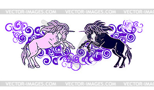 Meeting of two unicorns - vector image