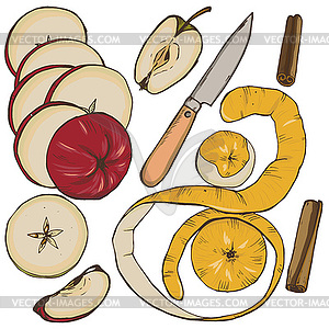 Apples, spices and berries set - vector EPS clipart