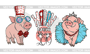 Pigs dressed in costumes - vector clip art