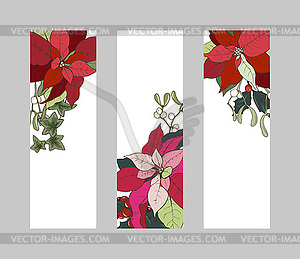 Banners with traditional Christmas plants - vector image