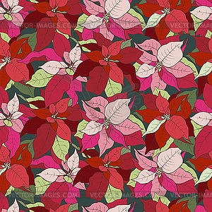 Poinsettia Christmas star seamless - vector clip art