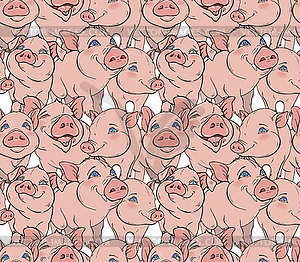 Funny pink pigs seamless pattern - vector clipart