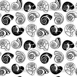 Various seashells seamless pattern - vector clipart