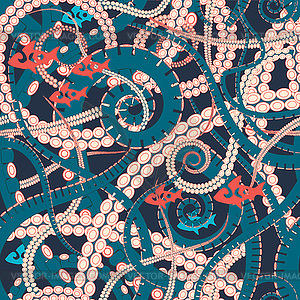 Twisting tentacles of an octopus seamless - royalty-free vector clipart