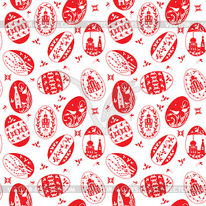 Easter red eggs with ornaments shameless - vector image