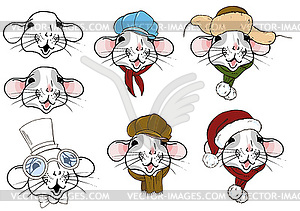 Крысы в зимней одежде - клипарт