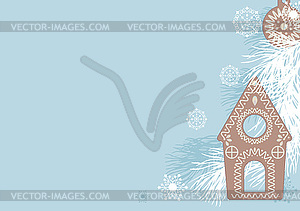 Christmas gingerbread cookies, fir branches and - vector clipart / vector image