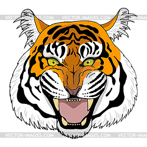Рычащее лицо тигра - стоковое векторное изображение