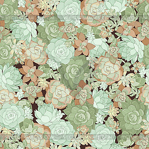 Succulents seamless background - vector clip art