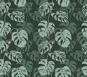 Monstera vines seamless - vector clip art