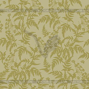 Field grasses and leaves, seamless - vector image