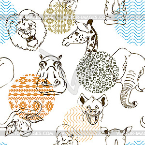 Animals of Africa, seamless - royalty-free vector image