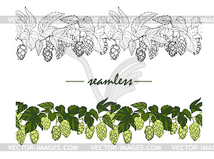 Hop leaves and cones, seamless ornament - vector EPS clipart