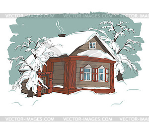 Country house in winter - vector image