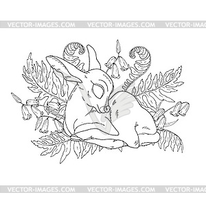 Little forest deer coloring book page - vector EPS clipart