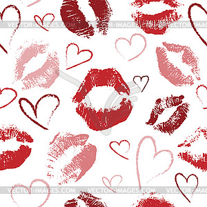 Prints of lips painted with red lipstick and - vector image