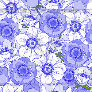 Blue and lilac anemones seamless - vector image
