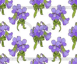 Bouquets of spring forest violets seamless - vector clipart
