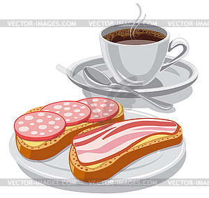 Coffee and sandwiches - vector image
