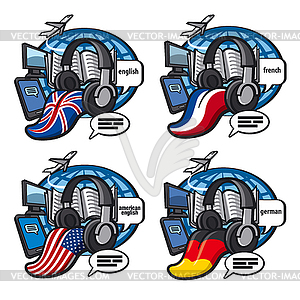 Languages school courses - vector clip art