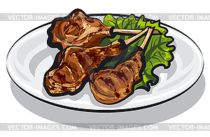 Grilled lamb chops - vector image