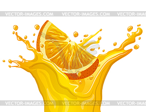 Orange juice splash - vector image