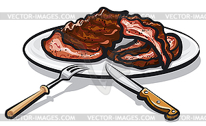 Grilled roasted ribs - vector image