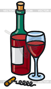 Red wine bottle - vector clip art