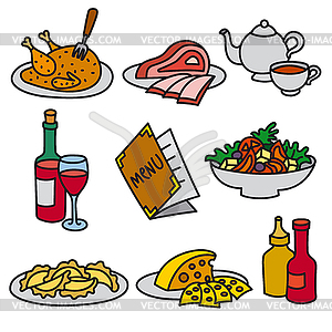 Набор иконок еды - векторное изображение клипарта