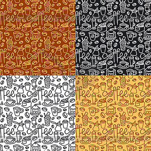 Coffee seamless patterns - vector image