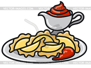 Boiled meat dumplings - vector clipart