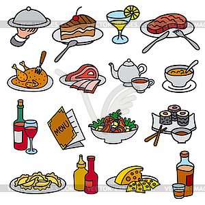 Food and meal icons - vector image