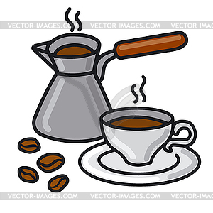 Hot coffee drink - vector image