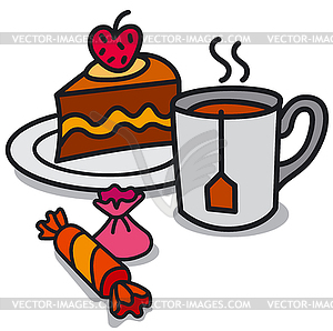 Tea and candy - vector clip art