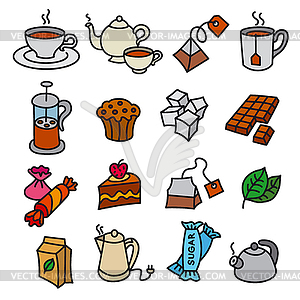 Tea icons set - vector clipart