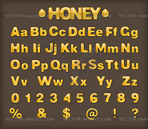 Gold honey font - vector clipart